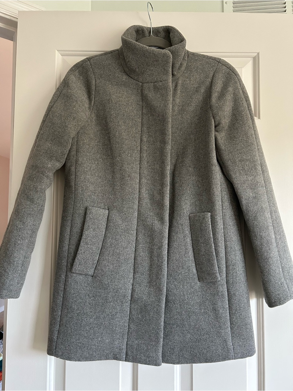 J. Crew Gray Wool-Blend Stand-Collar Pea Coat